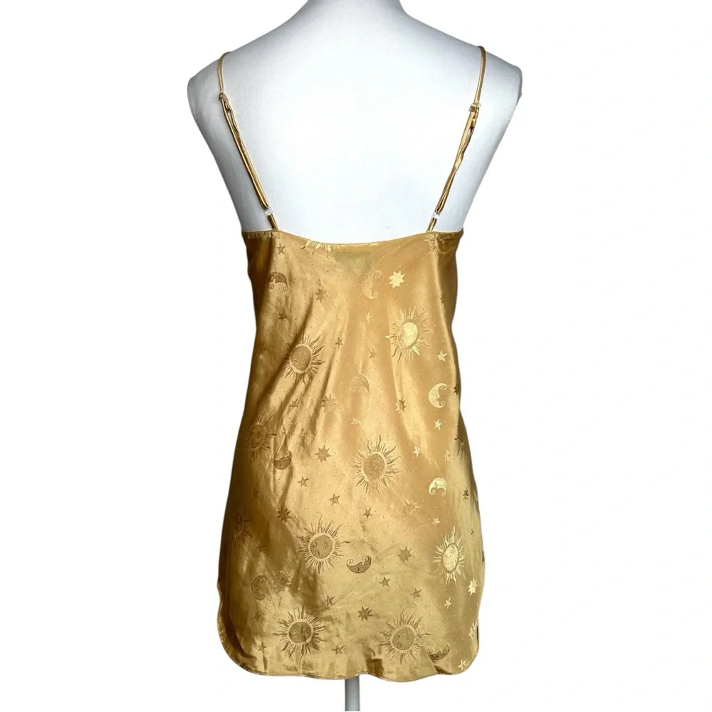 Vintage Gold Satin Slip Dress Mini Nightgown Fairycore Lingerie Y2K M - Picture 3 of 14